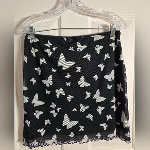 Wild Fable Butterfly Miniskirt Size Large Black and Cream